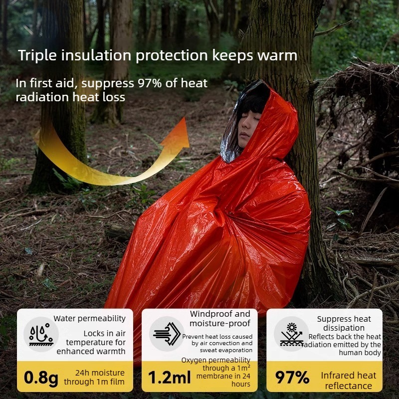 1-10 قطع بطانية بونشو حرارية م - مراجعة Survival Blanket Reflective وسعره
